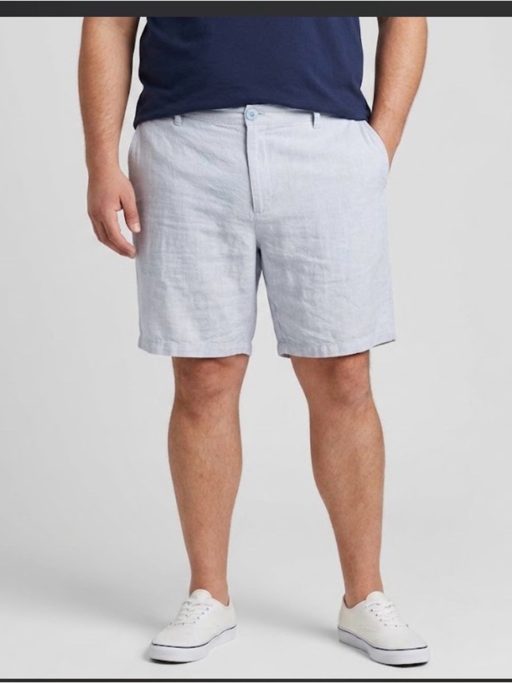 Saks Fifth Avenue Light Blue Linen-Blend Flat-Front Shorts